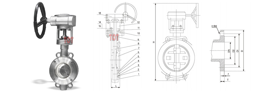 manual ceramic butterfly valve drawing