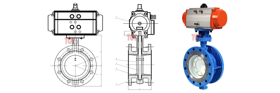 pneumatic ceramic butterfly valve drawing