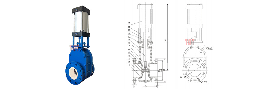 pneumatic ceramic double disc gate valves size