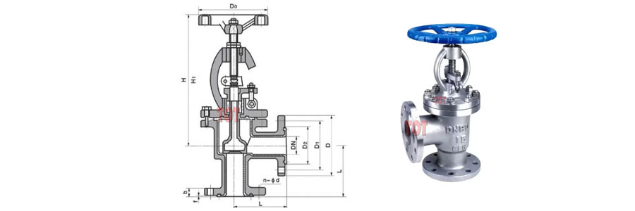 angle globe valve diagram size