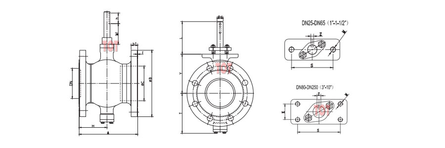 Flange Segmented Ball Valve Dimensions