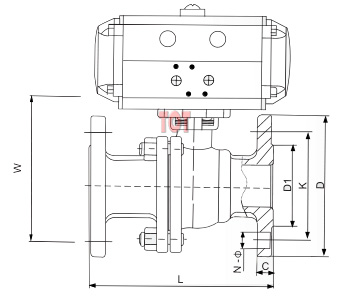 Pneumatic ANSI Flange Ball Valve Drawings